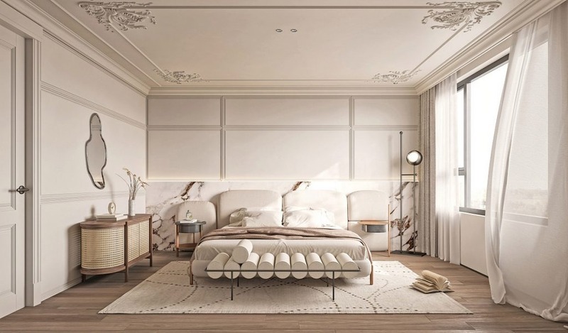 Thiết kế phòng ngủ 20m2 phong cách tân cổ điển
